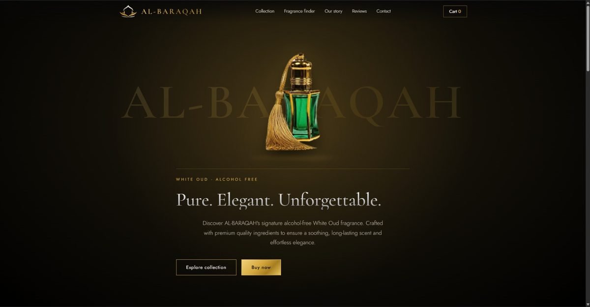 Screenshot of the AL-BARAQAH website homepage